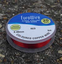 10 Metres 0.6mm RED Coloured Copper Craft Wire on Reel