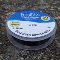 20 Metres 0.4mm BLACK Coloured Copper Craft Wire on Reel