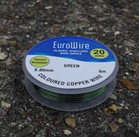 6 Metres 0.8mm GREEN Coloured Copper Craft Wire on Reel
