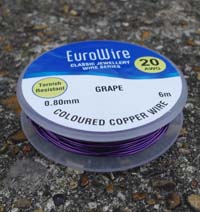 10 Metres 0.6mm GRAPE Coloured Copper Craft Wire on Reel