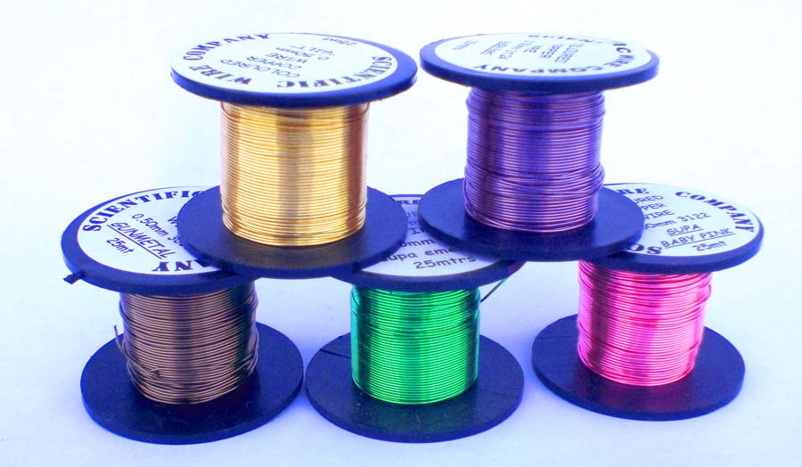 5x 175 Metres Reels of 0.2mm Coloured Copper Craft Wire