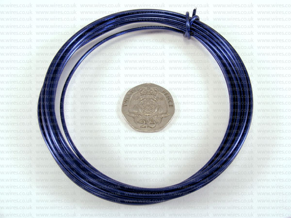 3 Metre Coil 1.5mm ROYAL BLUE Colour Aluminium Craft Wire