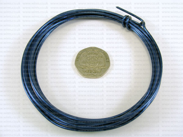 3 Metre Coil 2mm SAPHIRE BLUE Colour Aluminium Craft Wire