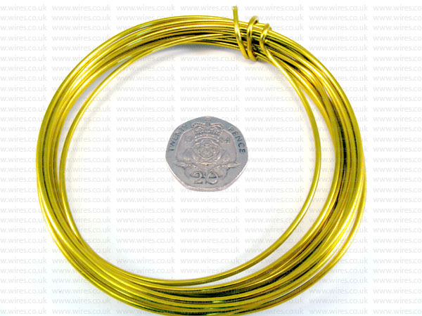 3 Metre Coil 2mm YELLOW Colour Aluminium Craft Wire