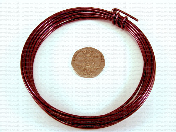 3 Metre Coil 2mm WINE Colour Aluminium Craft Wire