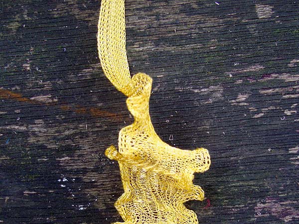 20mm Wide Silver Plated & YELLOW SILK Knitted 1 Metre