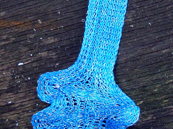 20mm Wide Silver Plated & BRIGHT BLUE SILK Knitted 1 Metre