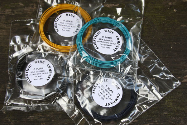 4x 4 Metre Coil 0.9mm SILK Covered ALUMINIUM Wire Assorted Colours